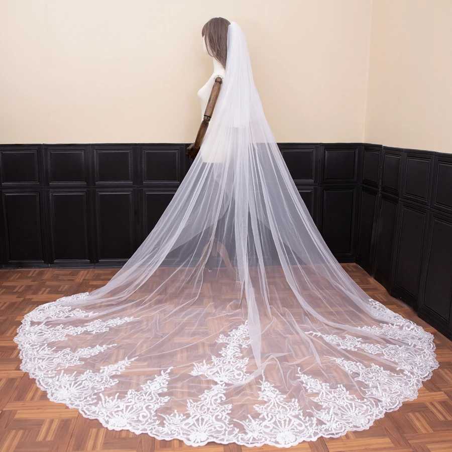 Atacado branco marfim 3 metros véus de casamento de noiva duas camadas acessórios de casamento velo de novias véus de noiva