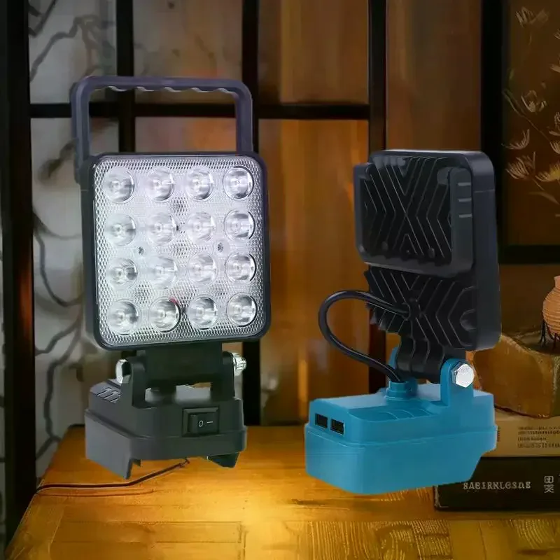 14 واط مصباح التخييم إضاءة الطوارئ مع المزدوج USB بطارية ليثيوم أيون فانوس مصباح يدوي خارجي 4 بوصة LED ضوء العمل