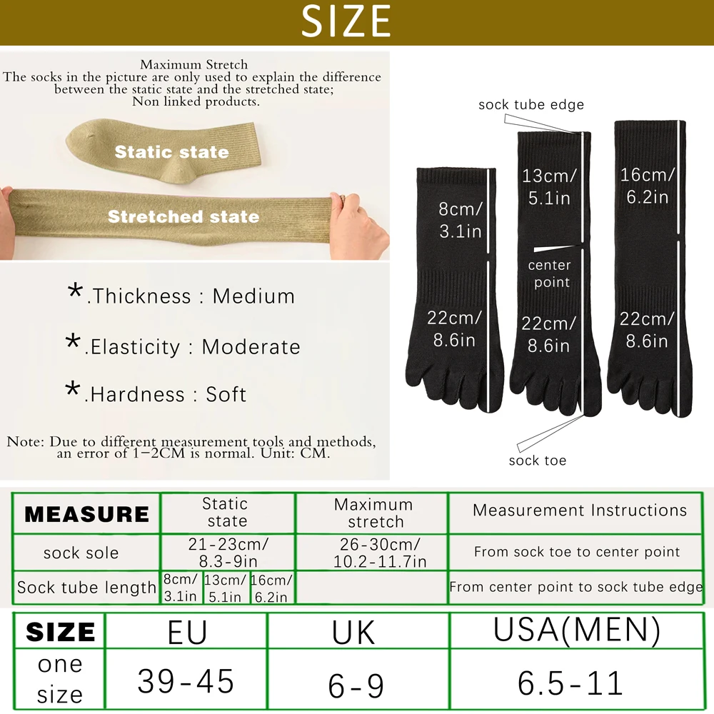 3 Paar Baumwoll-Zehensocken für Herren, atmungsaktiv, getrenntes Zehen-Design, schwarz-weiße Crew-Socken, geruchshemmend, bequeme Alltagssocken – Detail 2