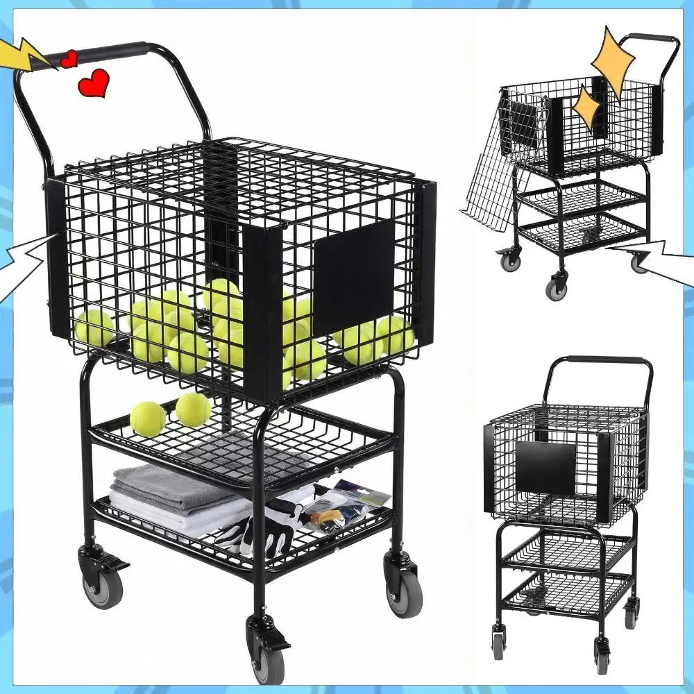 

Профессиональная тележка для теннисных мячей на 350 мячей, большая вместимость, легкая загрузка, с колесами, для тренировок теннисных тренеров на корте