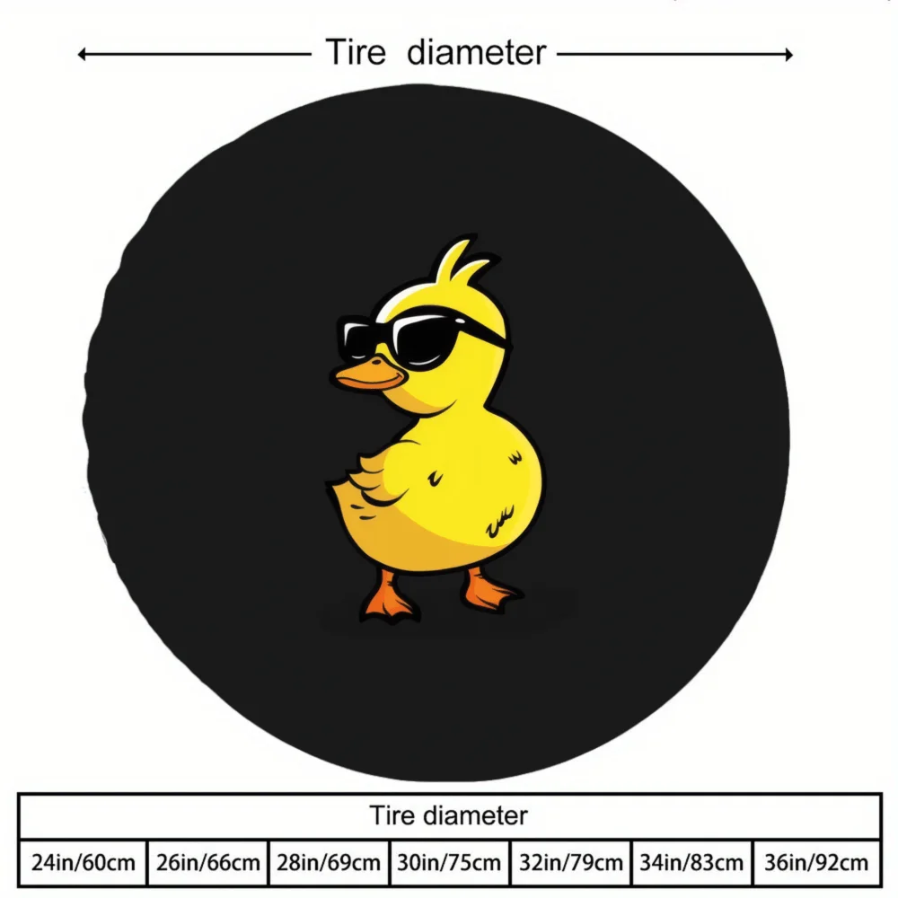 1pc, Yellow Duck Pattern, 30/34 Inch Multi-Functional Spare Tire Cover, Suitable For Various Vehicle Types Including Jeeps, Trai