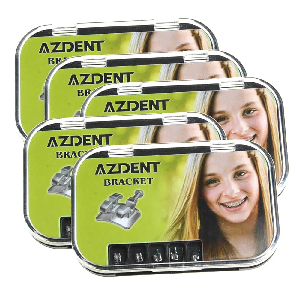 AZDENT 5 paczek ortodontyczny metalowy uchwyt monoblokowy Mini MIM Roth/MBT 0.022 U/L 5*5 345 haki