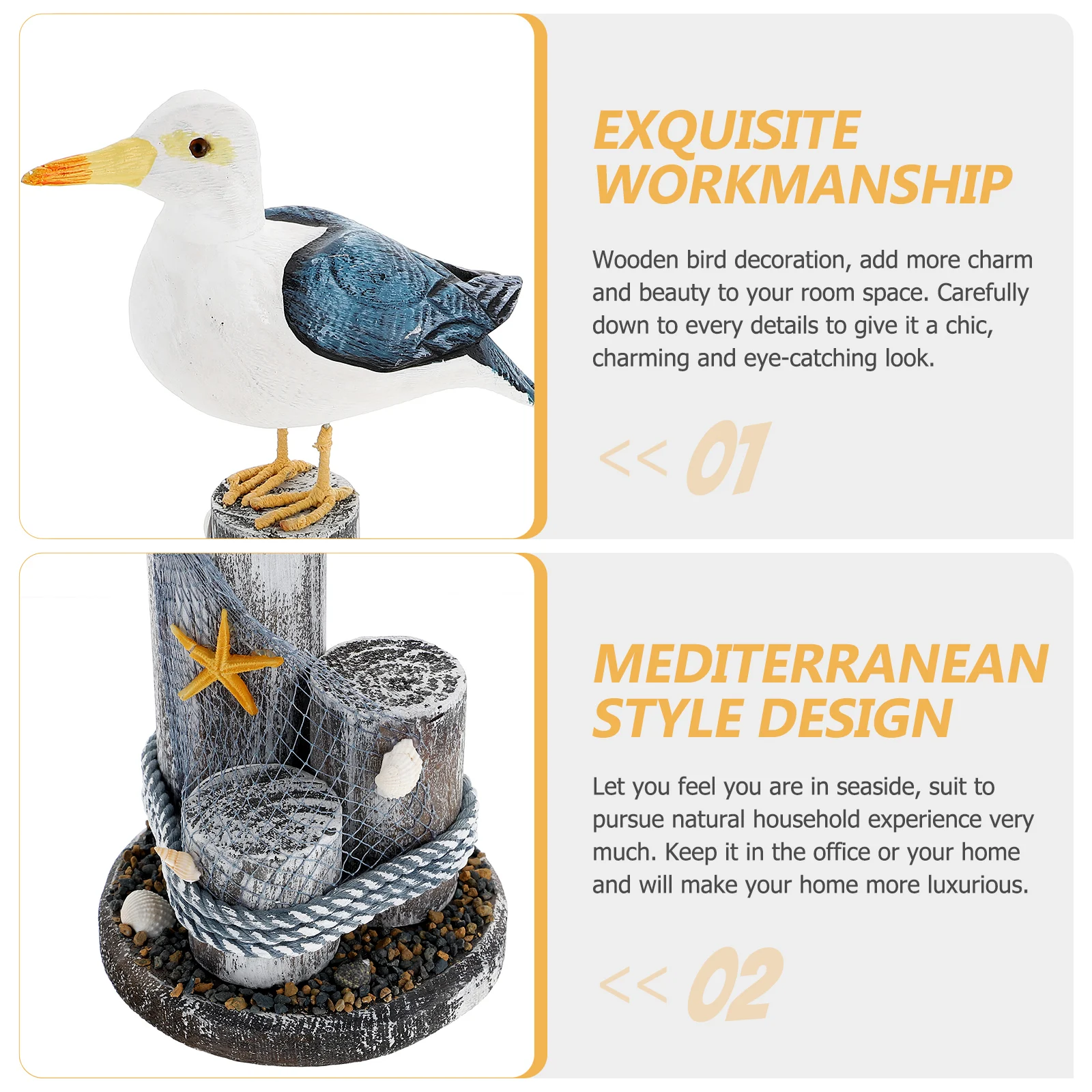 

Wooden Bird Decoration Elegant Design Bedroom Living Room Nautical Figurines Statues Gifts Festivals Wooden nament Home Decor