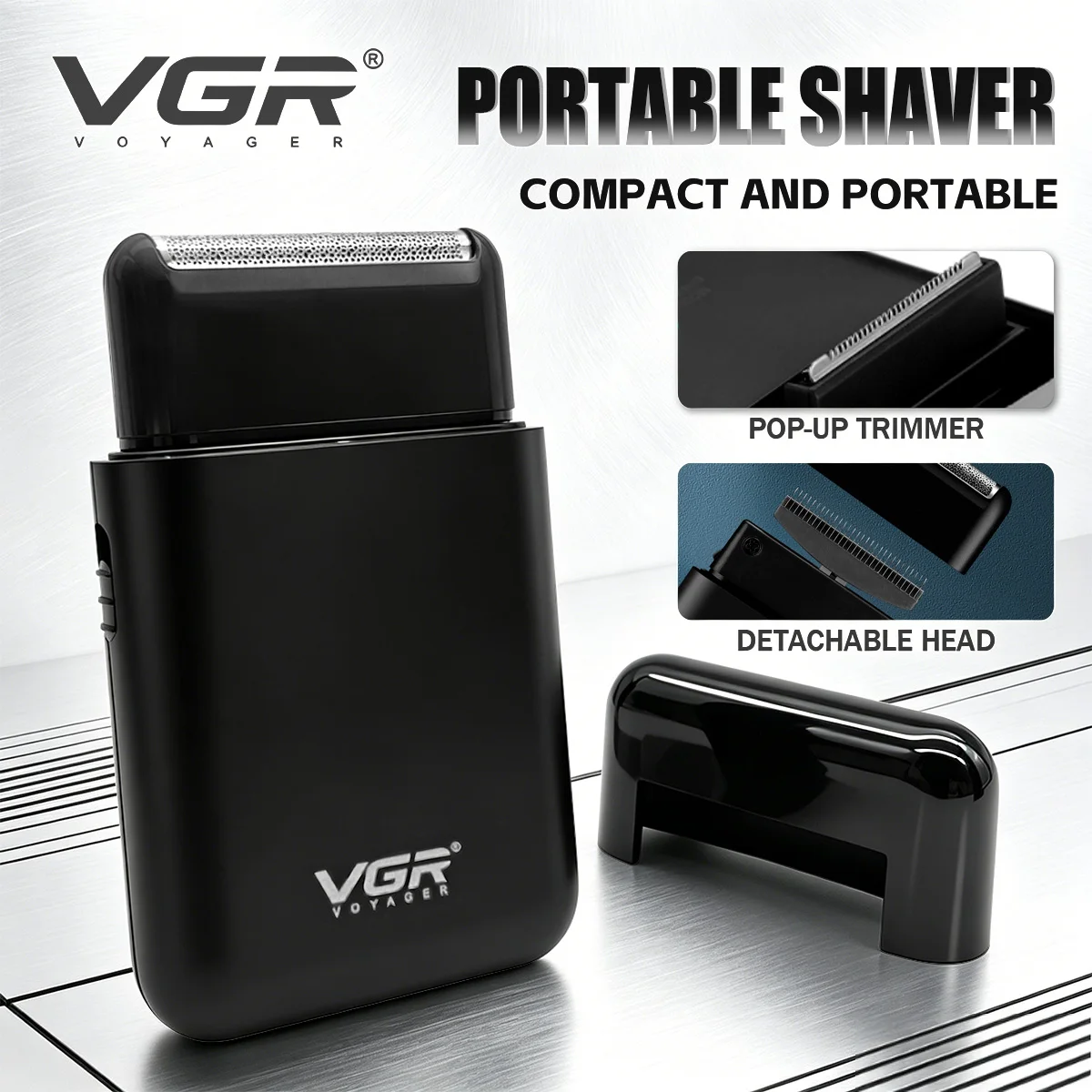 

VGR Shaver Professional Beard Trimmer Rechargeable Shaving Machine Electric Foil Shaver Pop Up Trimmer Mini Shaver for Men V-390