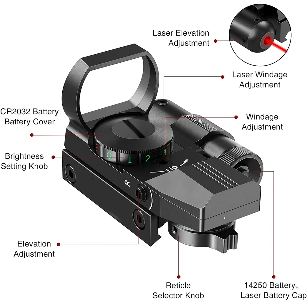 Imagem -05 - Tactical Red Dot Sight Laser Scope Riflescope Hunting Optics Âmbito Retículo Colimador 20 mm