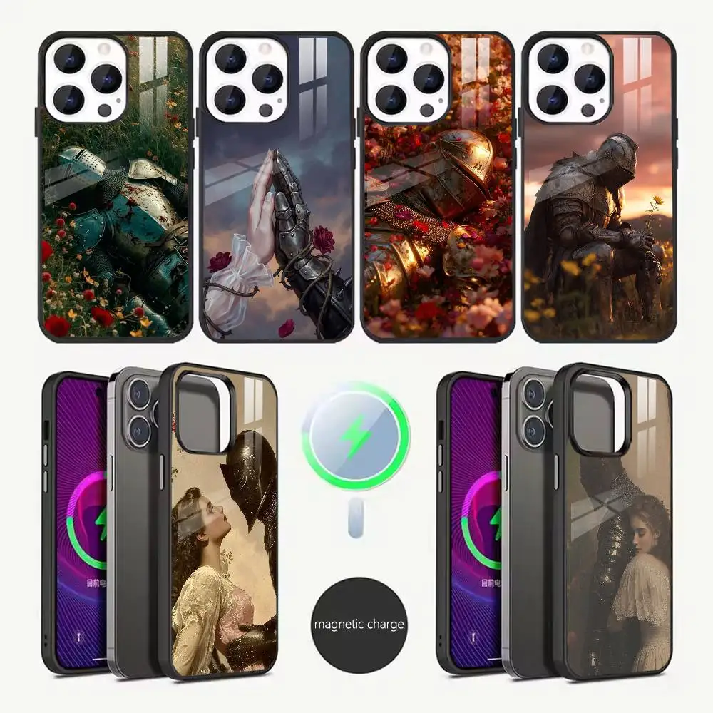 

knight and his princess Phone Case For iPhone17,16,15,14,13,12,11,Pro,Max,Plus,SE4,Magnetic Wireless Charging