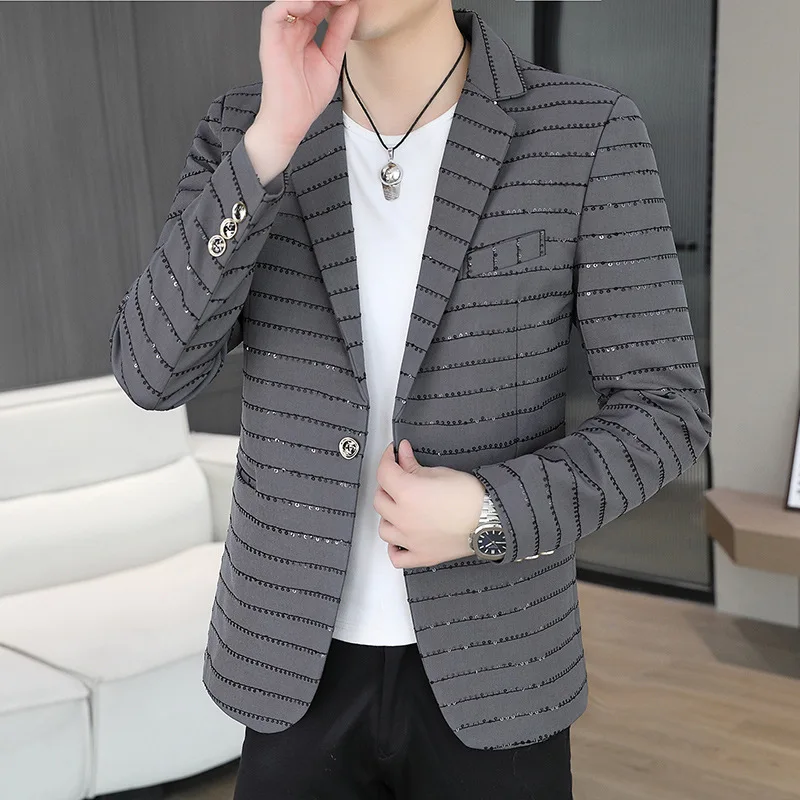 

2026 мужской осенний новый клетчатый молодежный тонкий модный пиджак