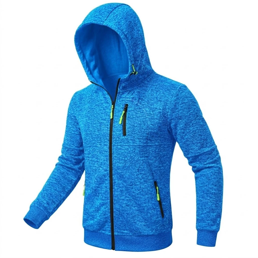 Herren Outdoor Zip Hoodie Lässiger Fleece-Sweatshirt Langarm Winter Warme Strickjacke Mantel mit Mehreren Reißverschlusstaschen Oberbekleidung – Detail 16