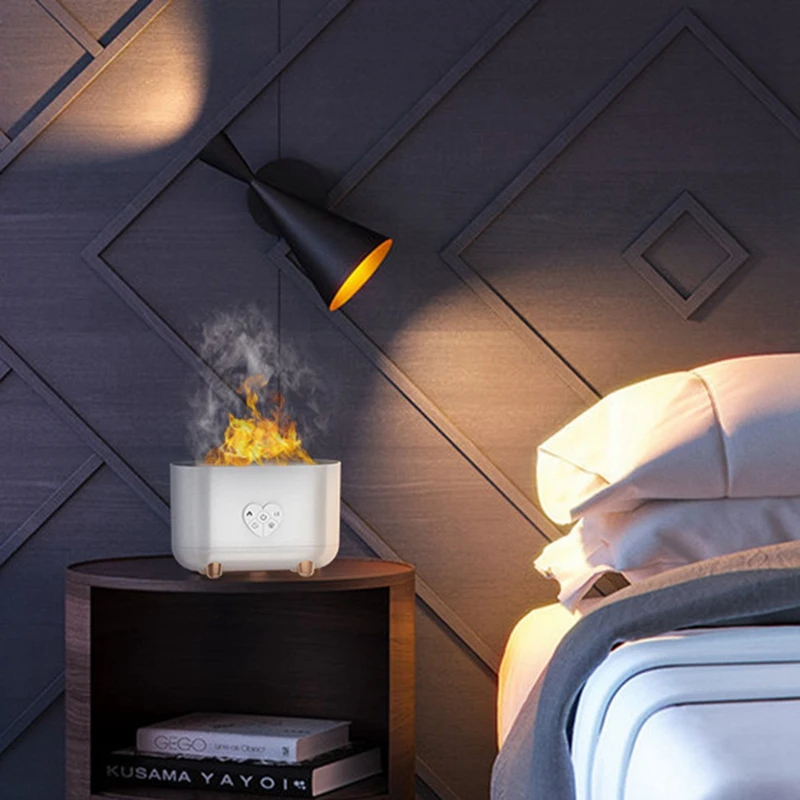 USB Flame aromaterapia atmosfera lampada da tavolo camera da letto soggiorno umidificatore telecomando a tre velocità luce notturna a Led
