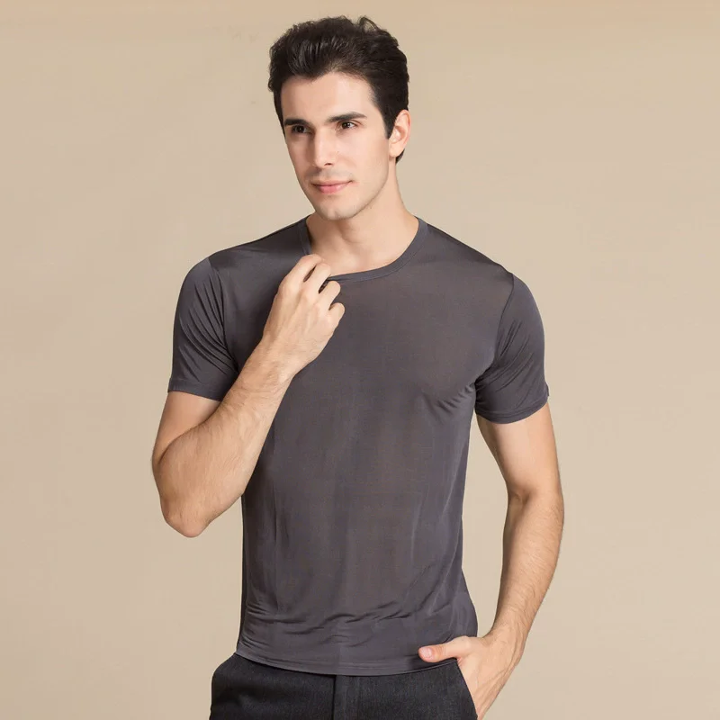 Real Silk 100% Premium T Shirt Man Short Sleeve Business Casual Summer Quality Soft Comfortable Lightweight Solid Tees Camisetas