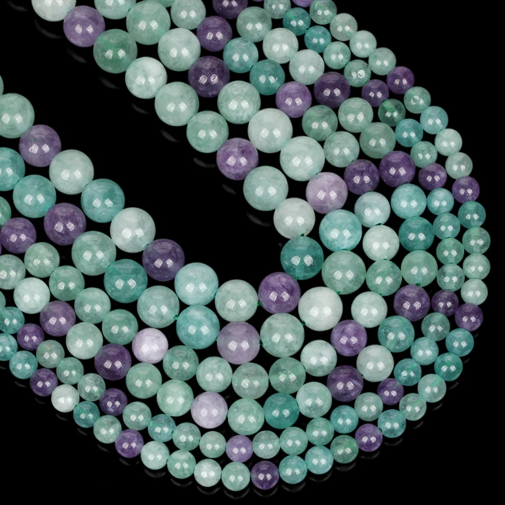 Natursteinperlen, 6–10 mm, grüner Fluorit, runde lose Abstandsperlen für die Schmuckherstellung, DIY-Armbänder, Ohrringe, Zubehör