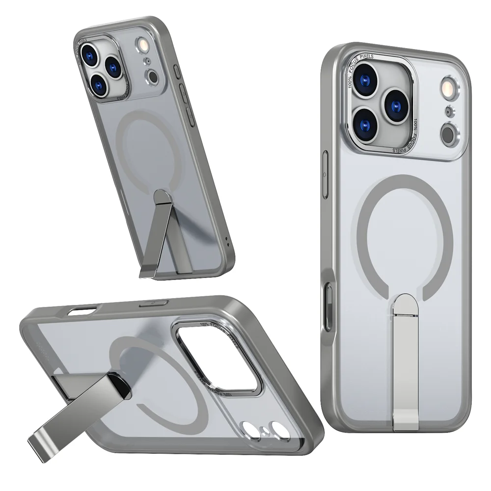 Luxuriöse Magsafe Metall-Klappständer Magnetische Handyhülle für iPhone 16 17 18 Pro Max Air 16e 14 15 Plus 13 12 11 Acryl-Cover – Detail 8