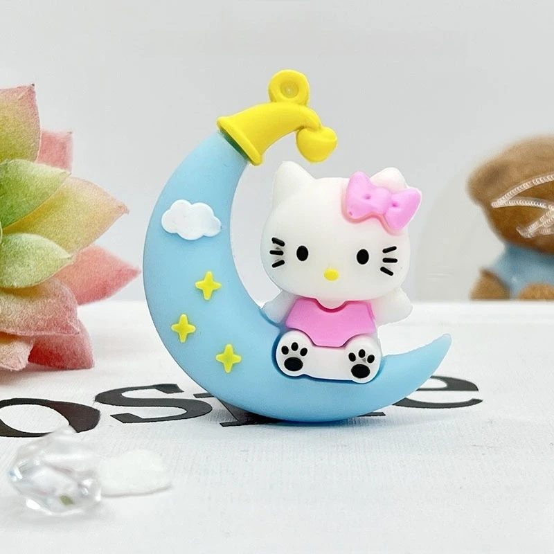 Kawaii Hello Kitty Sleutelhanger Leuke Cartoon Speelgoed Zitten Maan Sleutel Accessoires Desktop Reizen Vrouwen Levert Student Gift Groothandel