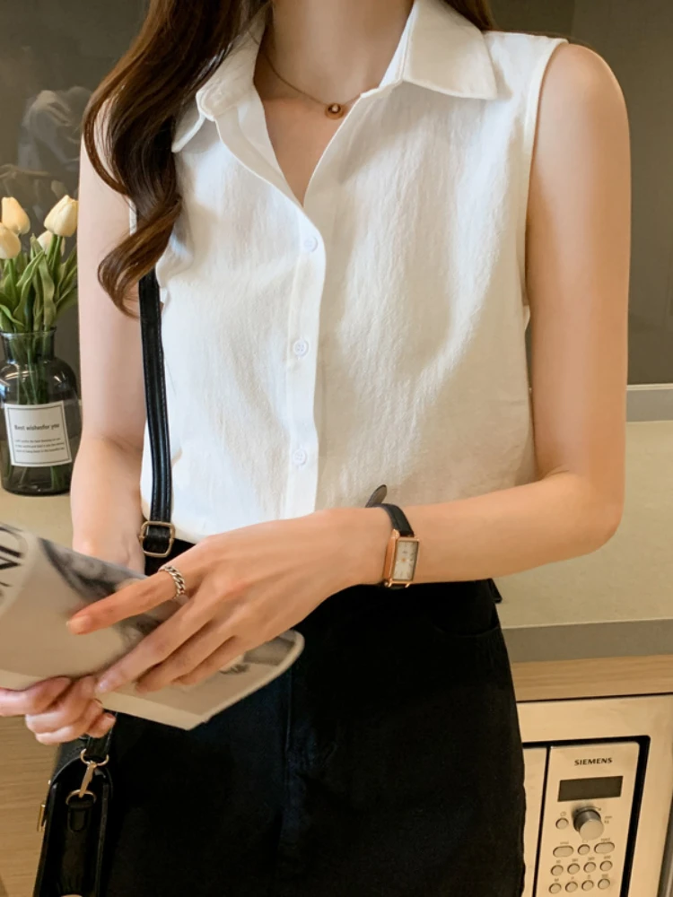 Summer Women Shirt Sleeveless Womens Tops and Blouses Elegant Yellow Blouses for Women Basic Womens Blouses OL Clothes for Women