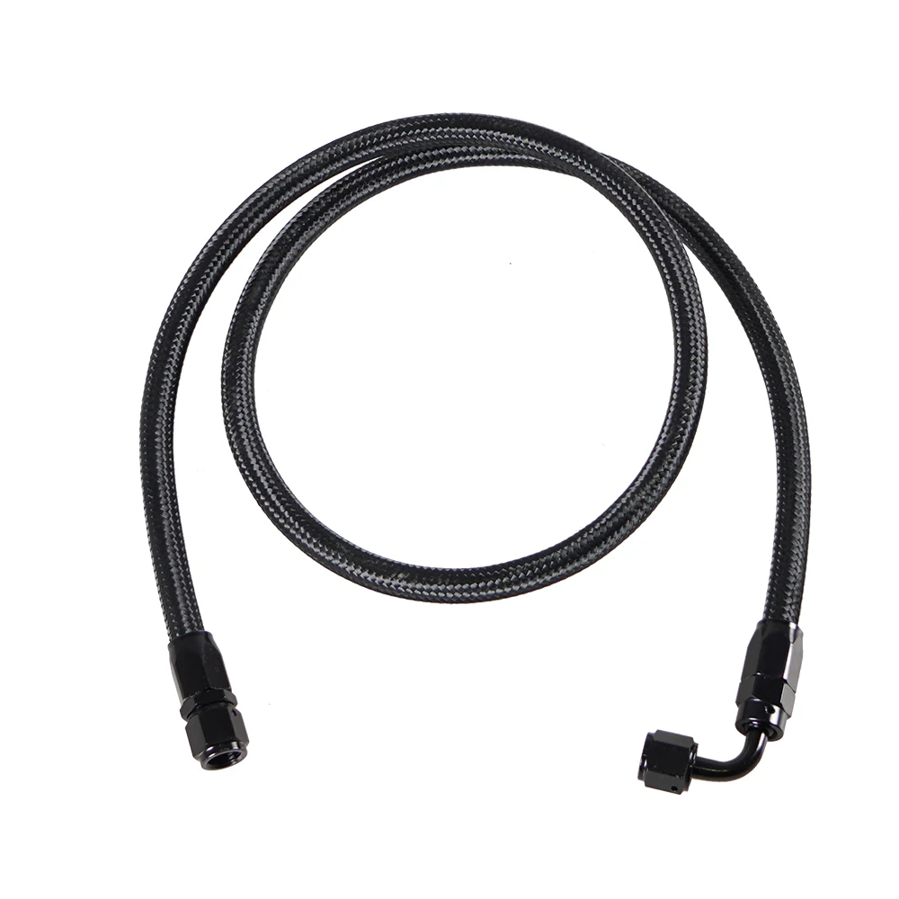 1M AN4 4AN Black Braided Oil Fuel Fittings Hose End 0+90/90+90 Degree Oil Adaptor Kit Oil Fuel Hose Line