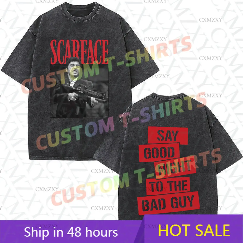 

Scarface Always Tell The Truth Even When I Lie Vintage Washed T-shirt Tony Montana Al Pacino T-shirts Men Oversized T Shirts
