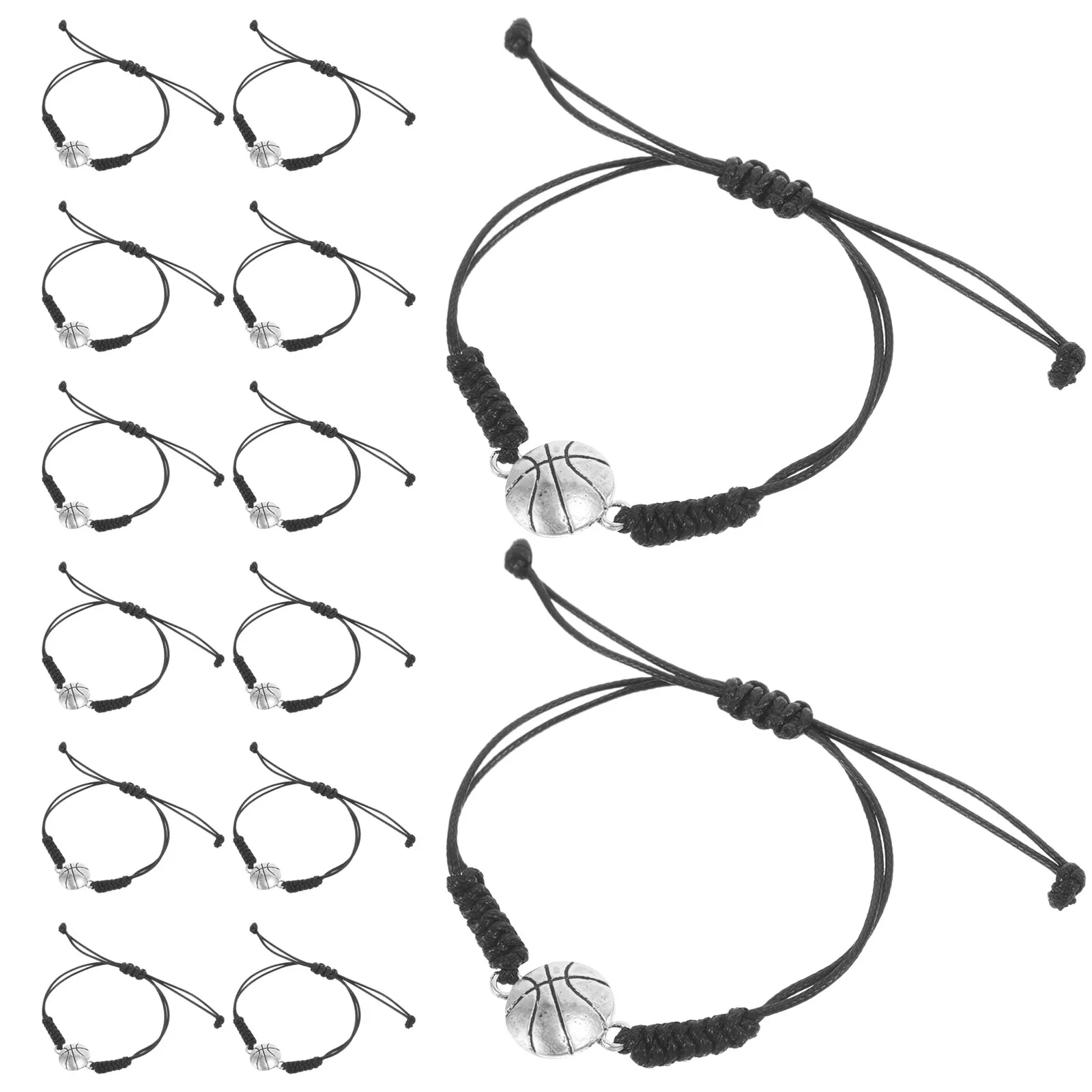 20Pcs Handmade Alloy Sports Bracelets Braided Adjustable Basketball Soccer Volleyball Baseball Friendship Team Support