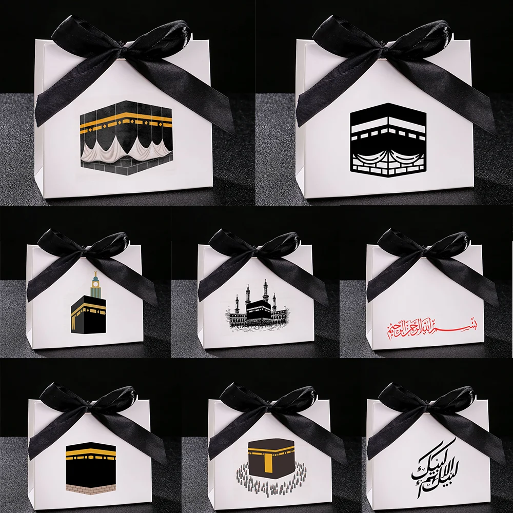 

10pcs Islamic Kaaba Candy Gifts Paper Box Eid Al-Adha Mecca Masjid Al-Harameid Hajj Eid Mubarak Party Favor Iftar Decoration