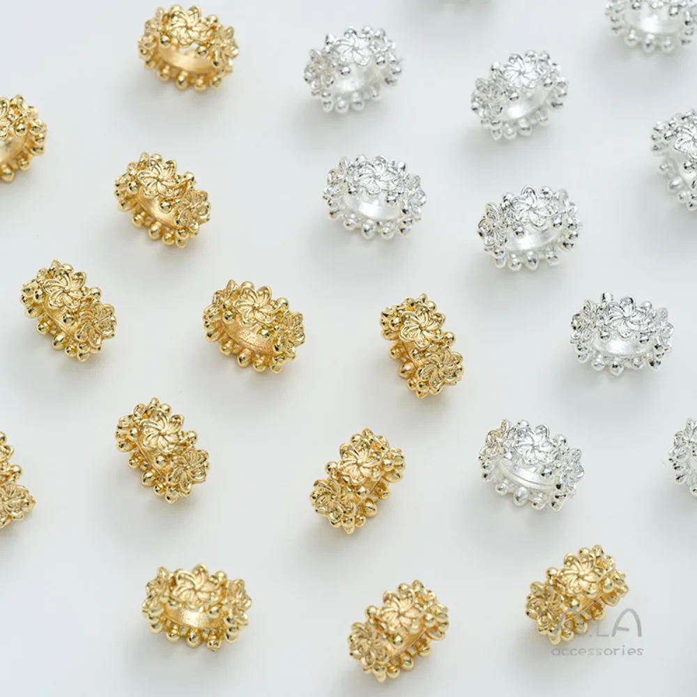 

Медная бусина 14-каратного золота, кольцо из бисера с цветком персика, кольцо с цветком сливы, браслет ручной работы, ожерелье, ювелирные аксессуары, материал