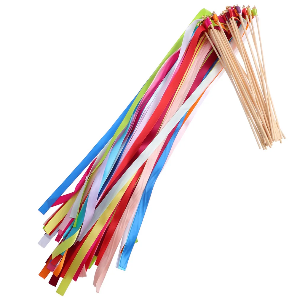 

20 Pcs Ribbon Fairy Wand Glow Streamers Wands Party Prom Fabric Favor Baby Stick