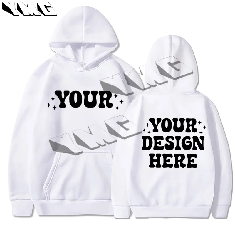 

YourDesign HERE letter printed thick cotton hooded sweatshirt for women, oversized couple casual streetwear hooded sweatshirt