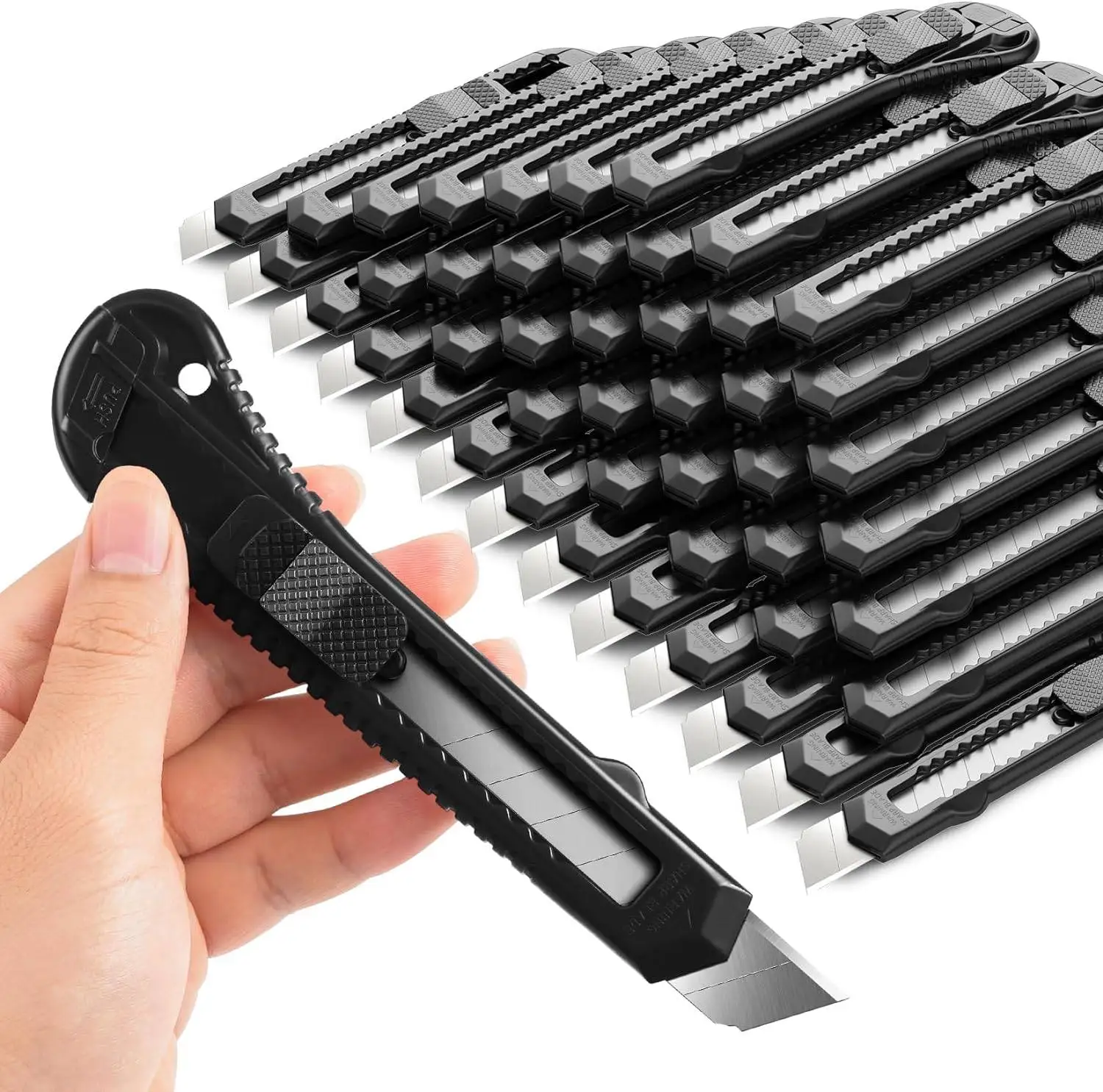 30 Pack Utility Knife, 18mm Wider Razor Sharp Blade, Smooth Mechanism, Perfect for Office and Home Use