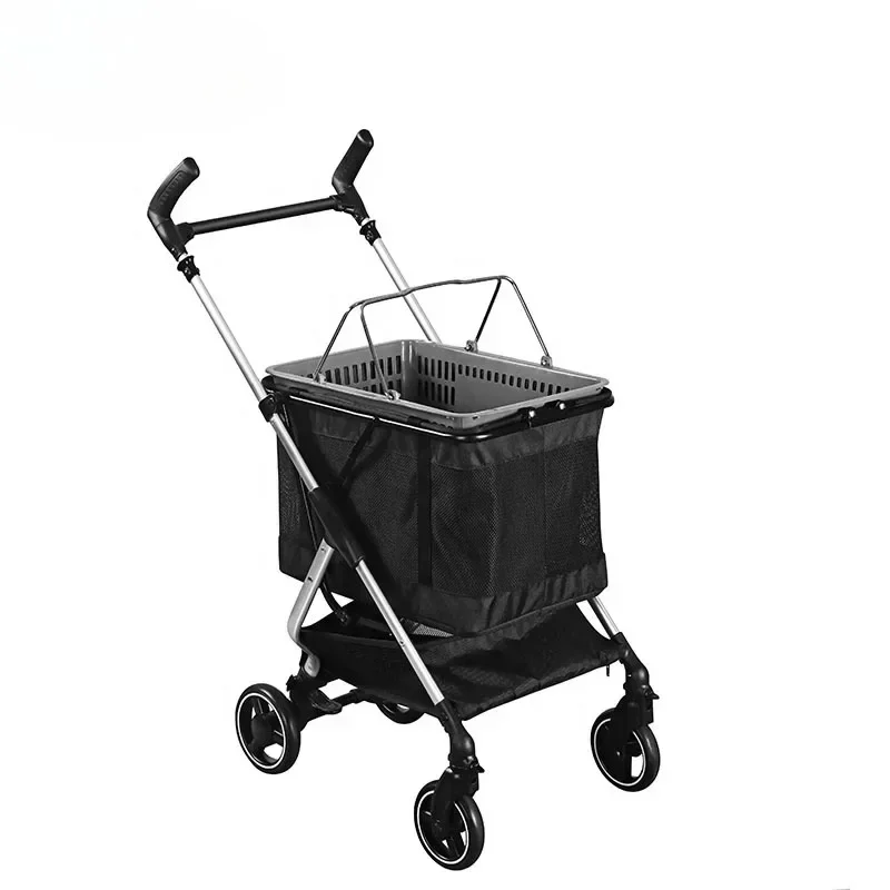 lux Shopping Cart Trolley Stroller Aviation Aluminum Folding Cart Carrier Travel Elderly Outdoor Use