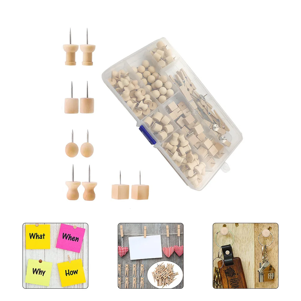 

1Set Wooden Thumb Tacks Bulletin Board Decorations Maps Calendars Notes Messages Important Papers Thumb Tacks Wooden Pushpins