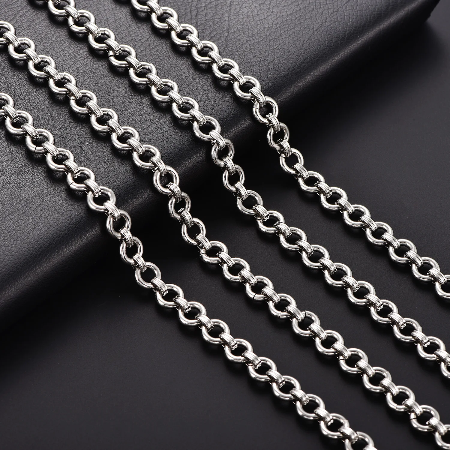 8MM Rundes Armband aus Edelstahl, O-förmige Glieder, versilberte Handkette, minimalistische Fußkettchen, Metallschmuck – Detail 7