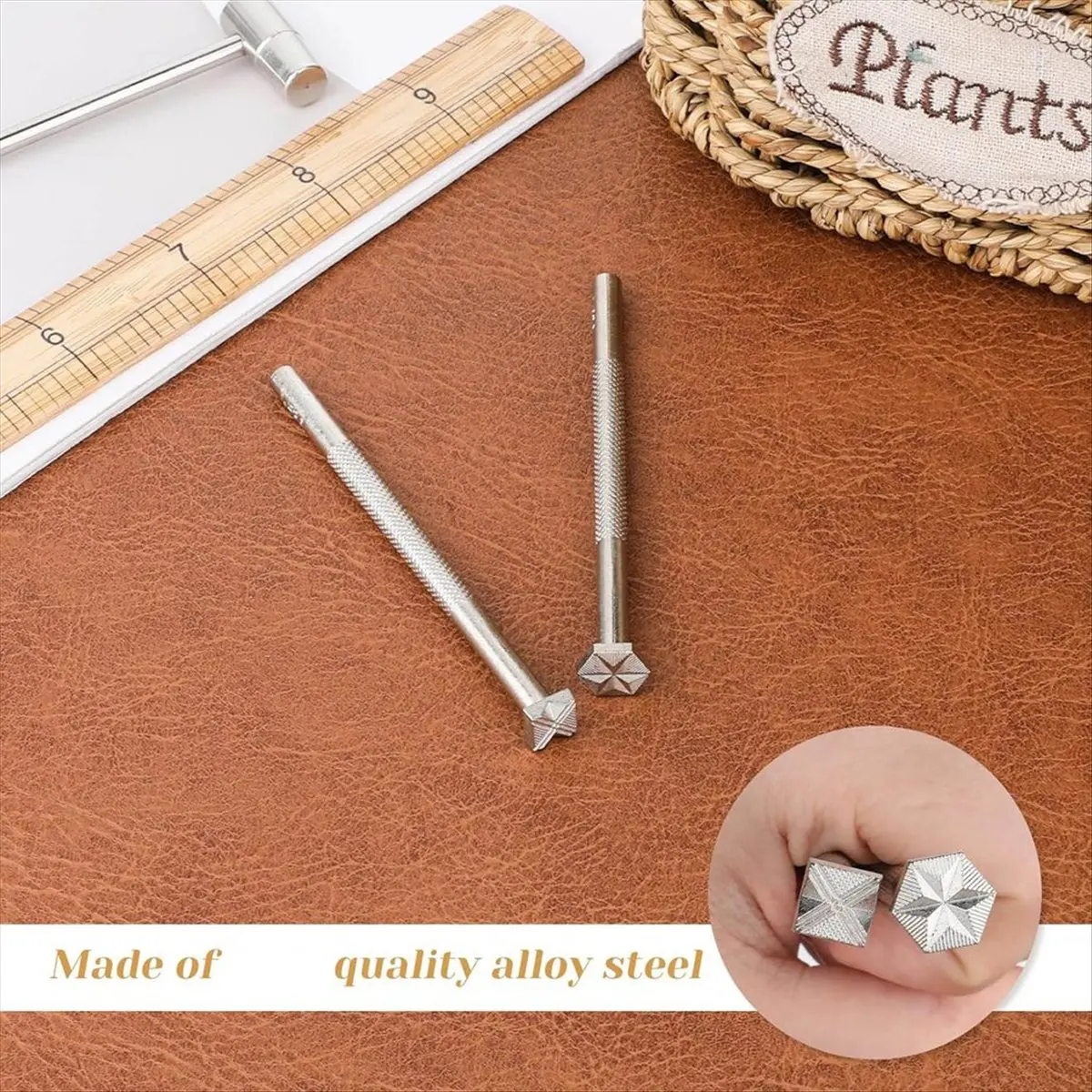 HITL Leather Stamps 2 Pieces Professional Leather Border Stamping Tools for Leather Craft Working