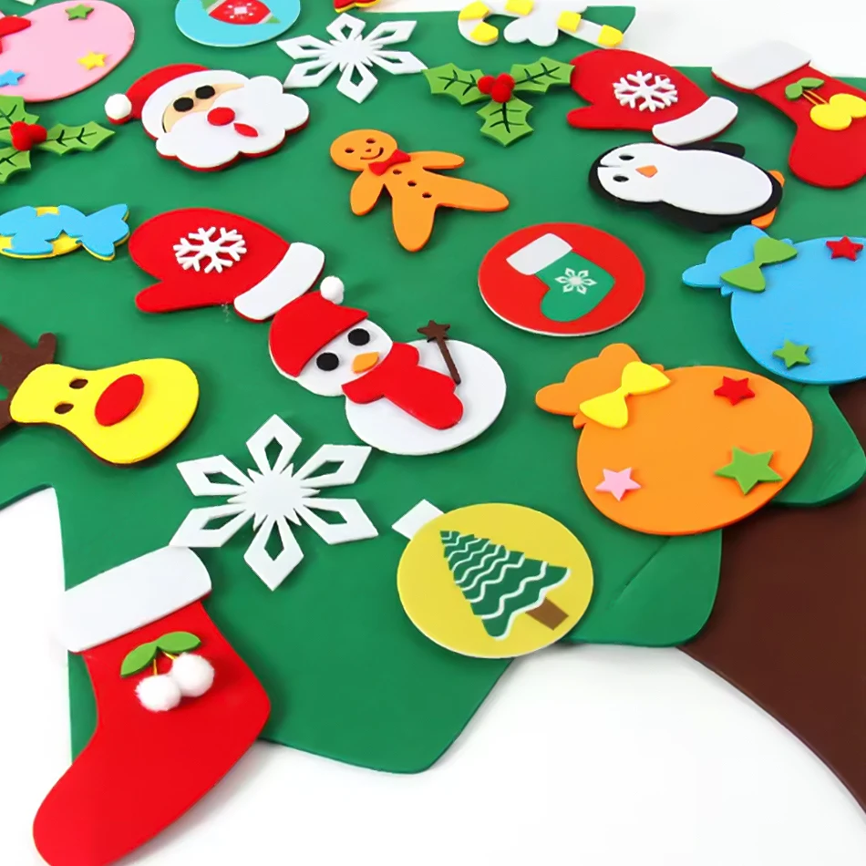 DIY Felt Christmas Tree Christmas Decoration for Home Navidad 2026 New Year Christmas Ornaments Santa Claus Xmas Kids Gifts
