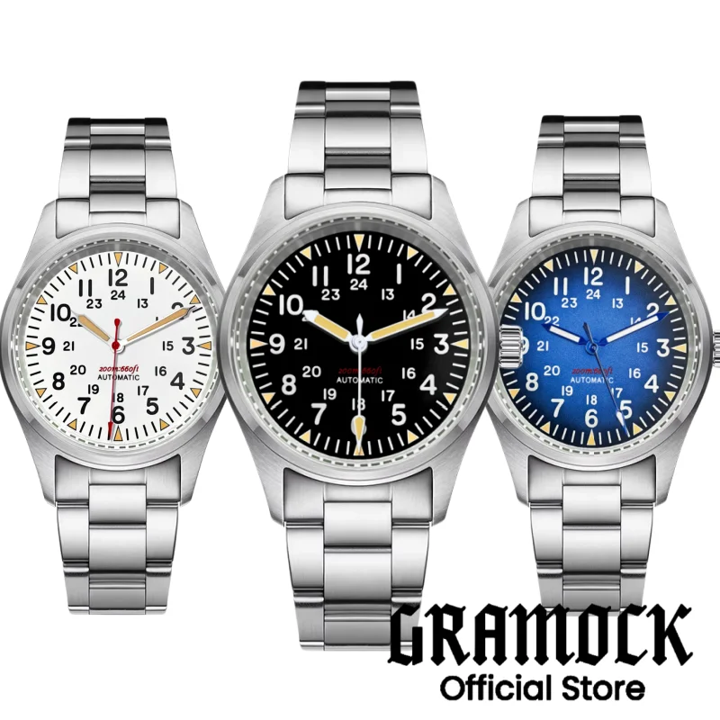 

Customizable Logo Men Watches 36mm 39mm NH35A Mechanical Wristwatch Sapphire Glass Luminous Automatic Pilot Watch Steel Bracelet