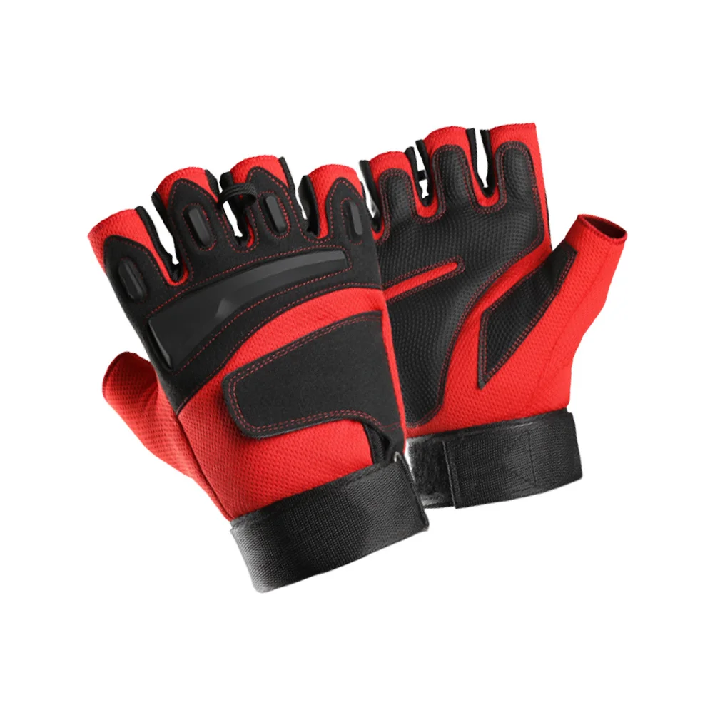 

1 Pair Half-Finger Protective Gloves Red L Breathable Durable For Cycling Riding Fitness Workout Climbing Gym Outdoor Sports