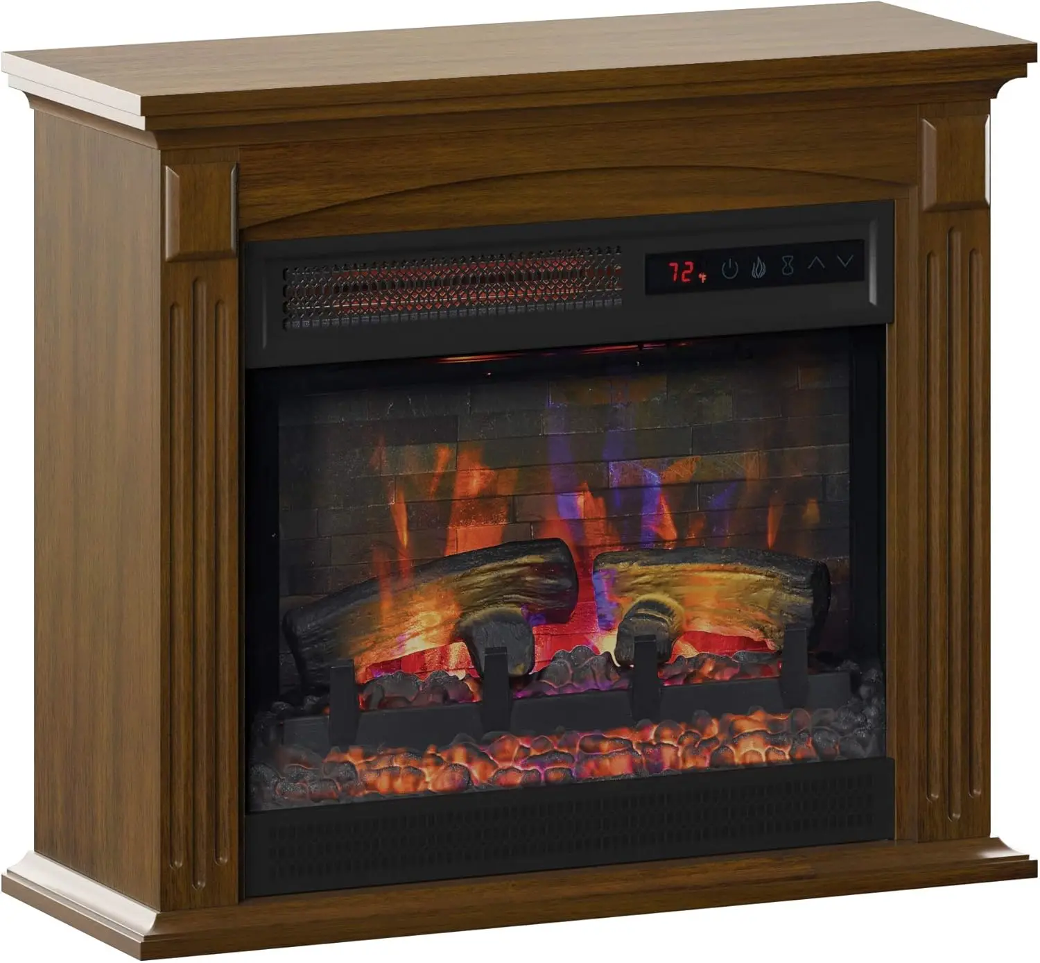 Wall Mantel with Infrared Quartz Electric Fireplace and Crackling Sound