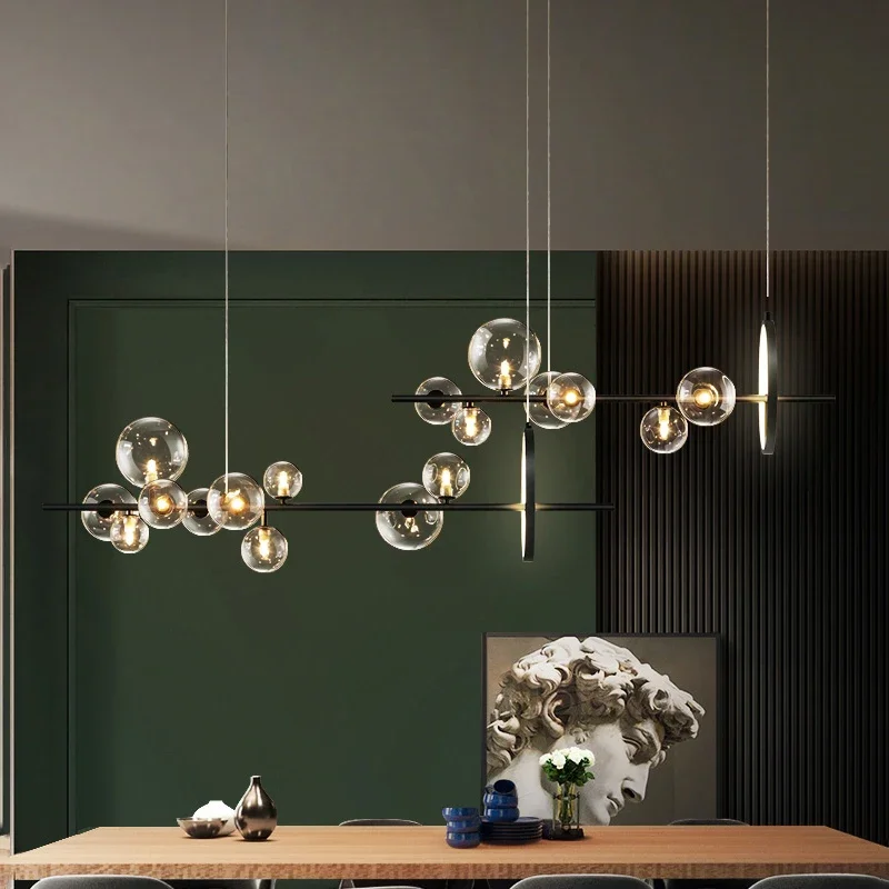 

Modern LED American Ceiling Chandeliers Glass Bubble Pendant Lamp For Living Room Dining Room Bar Hanging Light Lustre Decor