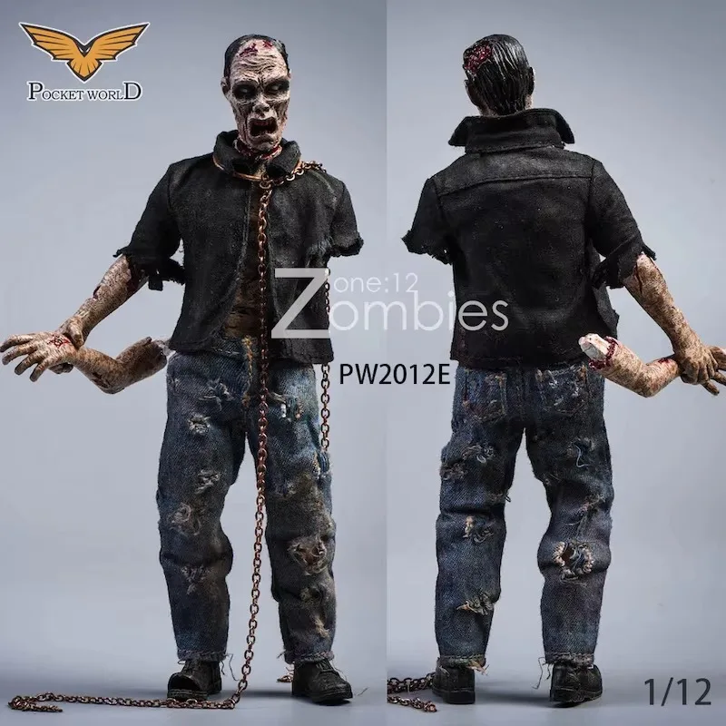 Op voorraad POCKET WORLD Originele 1/12 Zombie Zombie Mobiele pop Model Handgemaakte speelgoedcadeaucollectie