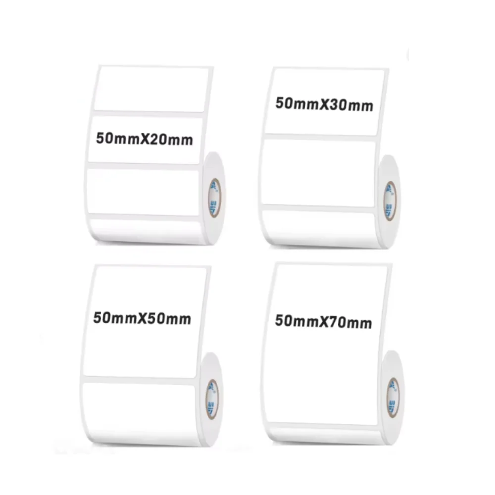 50mm Width Thermal Label Sticker Waterproof White Self-Adhesive Label Paper Price DIY Gift Tag Clothing for Thermal Printer