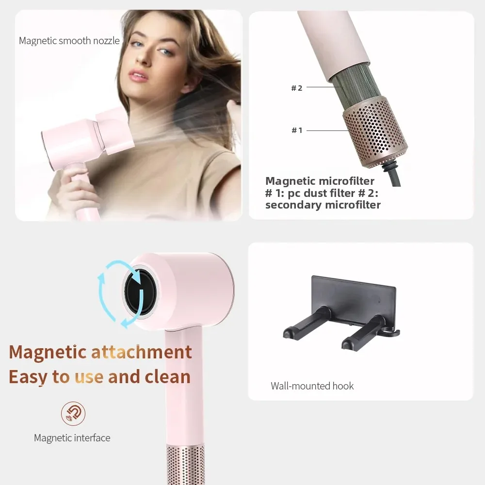 مجفف شعر عالي السرعة 30 متر/الثانية سرعة الرياح الأيونات السالبة للعناية بالشعر 110,000 دورة في الدقيقة احترافي محمول جاف 220 فولت-240 فولت، 12 وضعًا