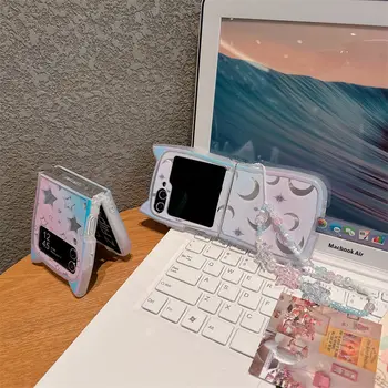 Módní zrcadlový silikonový kryt s hvězdami a měsícem pro Samsung Galaxy Z Flip 6 5 4 3 s řetízkem, roztomilý kryt pro Flip5 Flip6 5G 10 nejlepší prodej Flipové pouzdro Sailor Moon pro Samsung Galaxy Z - №4