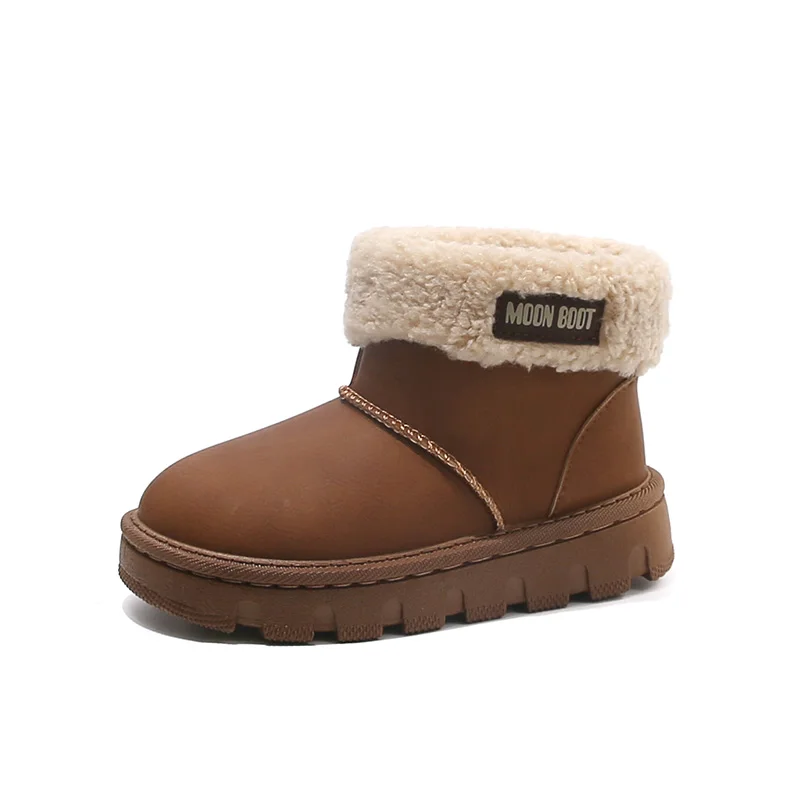 الأطفال حذاء من الجلد الجلد المدبوغ الدافئة أصابع مستديرة الاطفال أحذية بوت قصيرة تنوعا لينة 2025 شتاء جديد بنين بنات أحذية كاجوال النمط الكوري #6