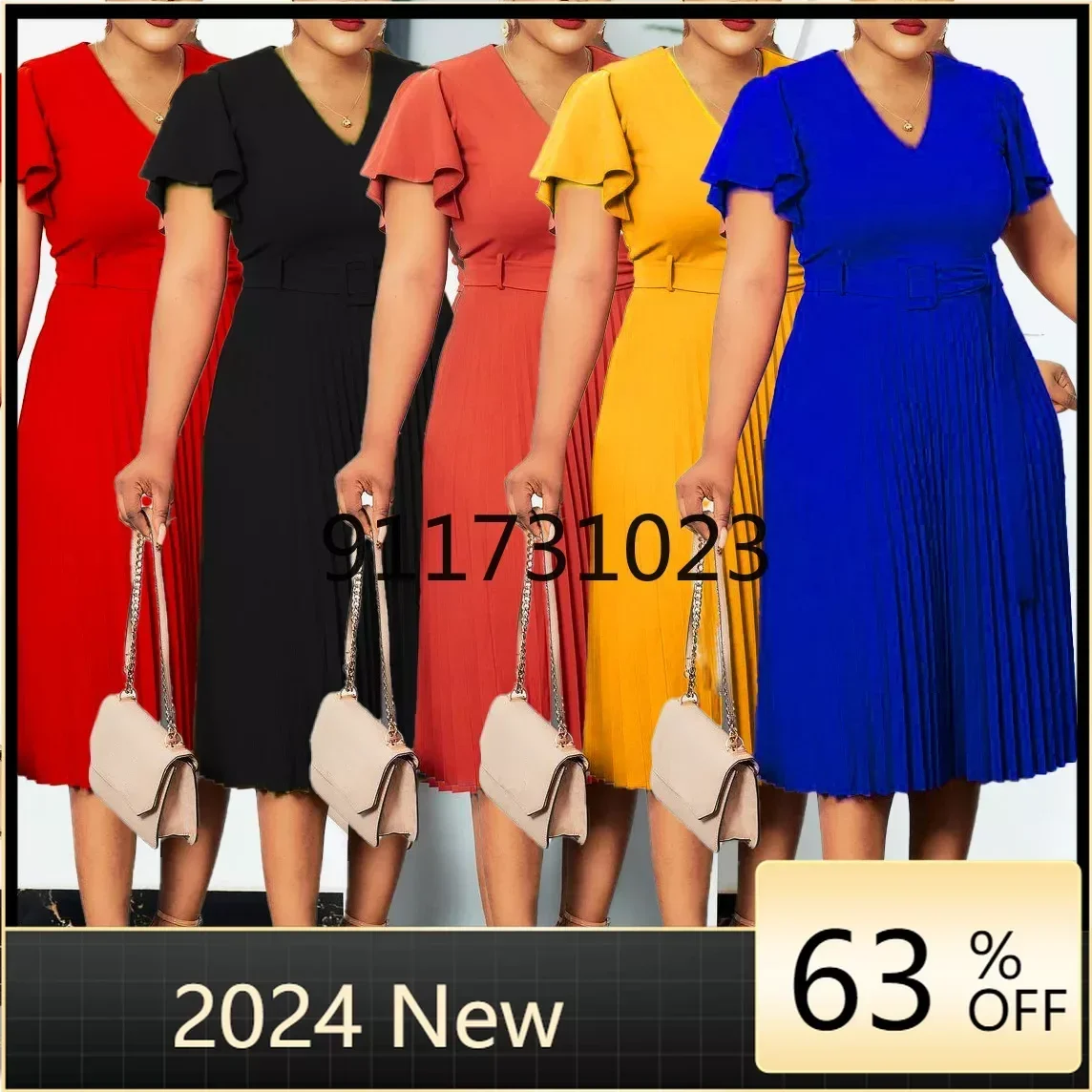 

3XL dress African Pleated Dress For Women Fashion Dashiki Midi Vestido 2024 New Arrival Robe Elegant African Party Dress