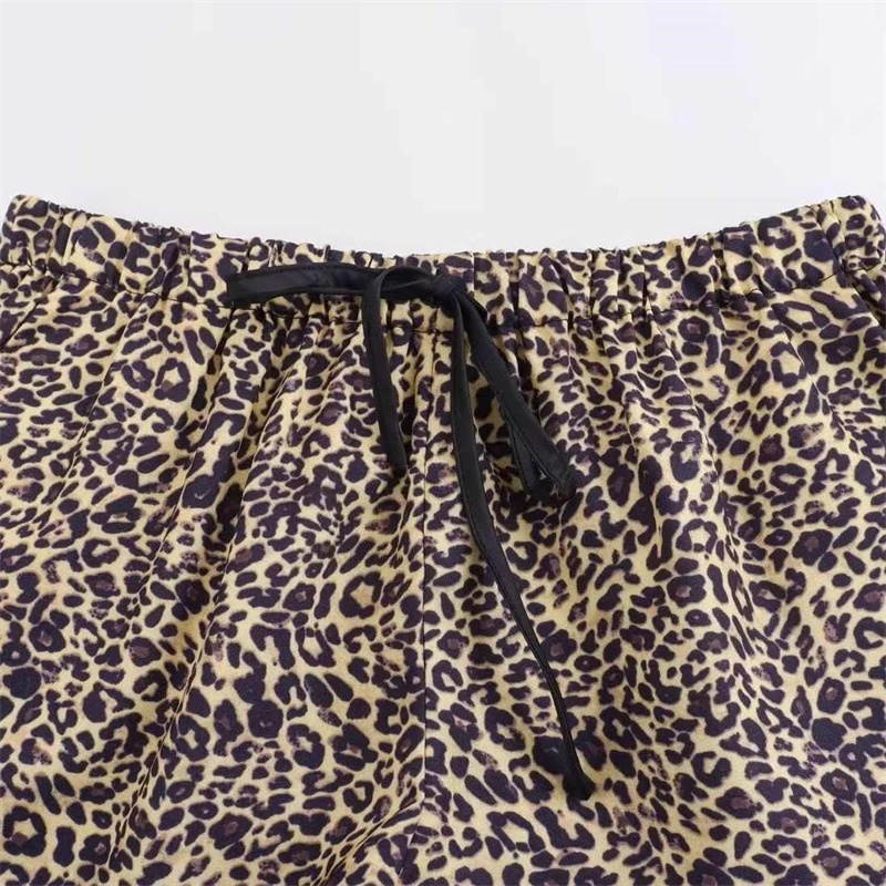 Leopard Print Short Pants French Casual Animal Print Shorts Autumn Summer Loose Lady Pocket Women's Clothing