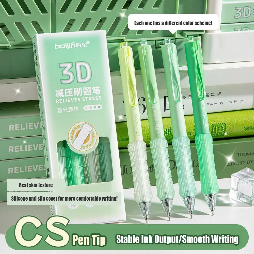 4 قطعة/المجموعة لينة قبضة قلم حبر جاف الصحافة نوع CS تلميح قلم محايد اللون التجفيف السريع 0.5 مللي متر الحبر الأسود الكتابة أداة مكتب المدرسة #4