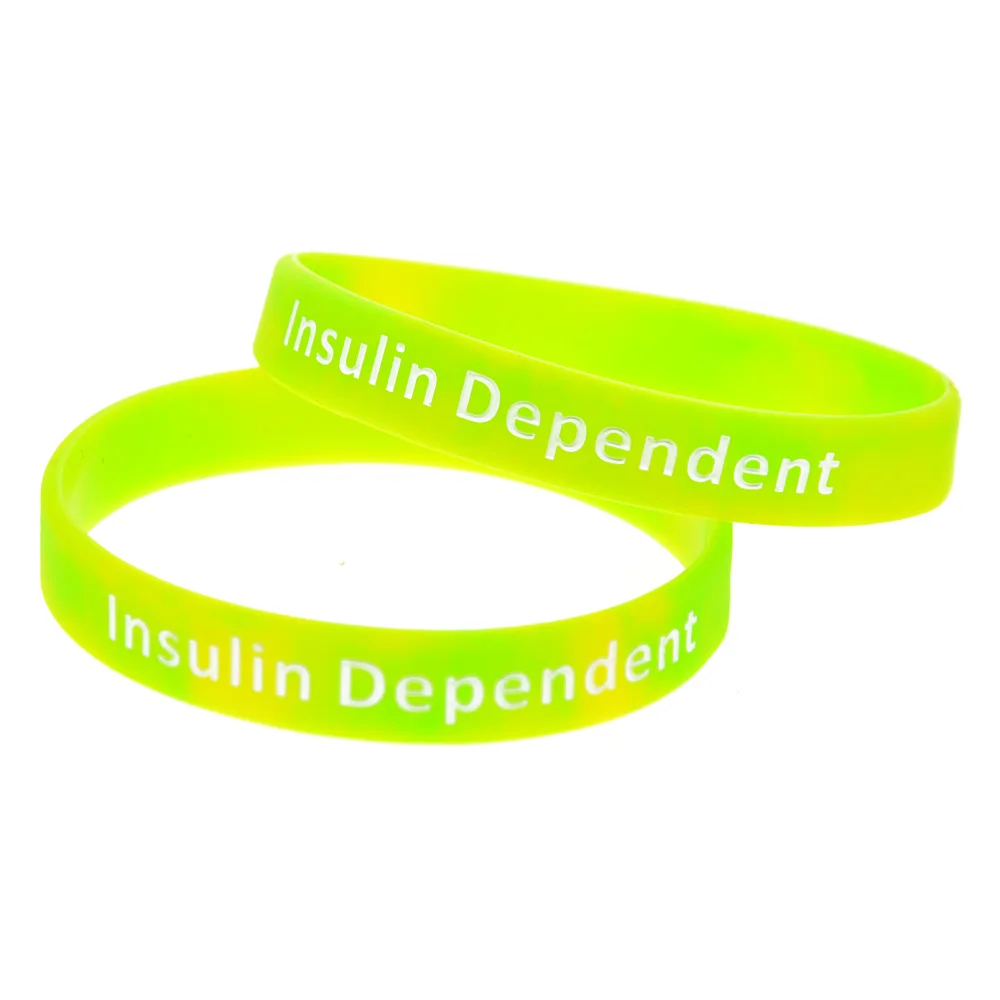 Type 1 Diabetes Insulin Dependent Silicone Wristbands Adult Size 4 Pcs