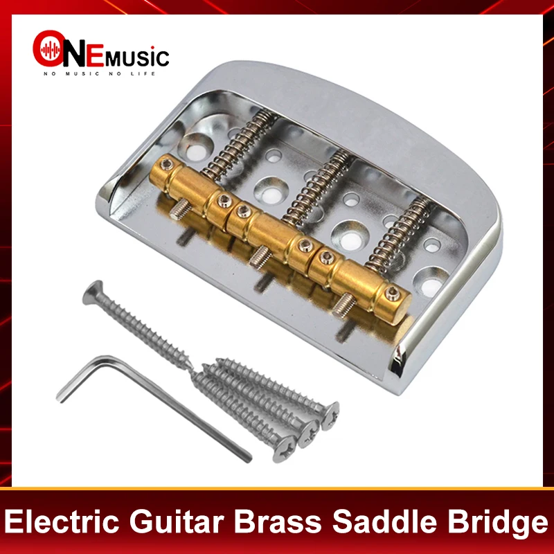 E-Gitarrenbrücke mit Messingsattel, verstellbare Kanteneinfassung, feste Brücke, 83 x 53 mm, Saitenabstand 10,8 mm, Schwarz/Gold/Chrom