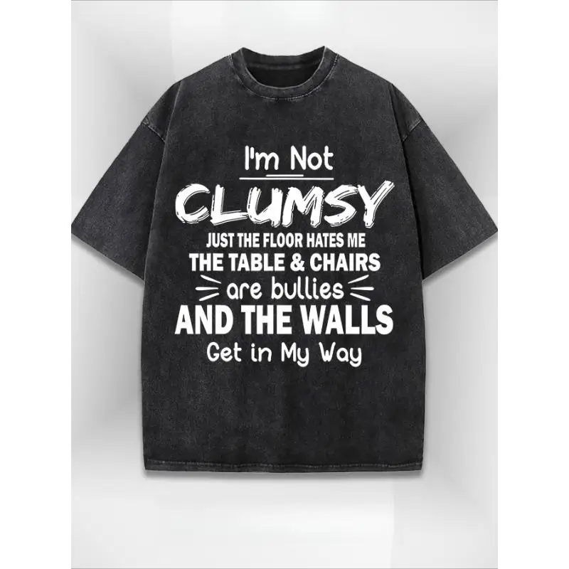 

"Funny Clumsy T-Shirt for Women | 'The Floor Hates Me' Sarcastic Graphic Tee | Vintage Washed Humor Gift"