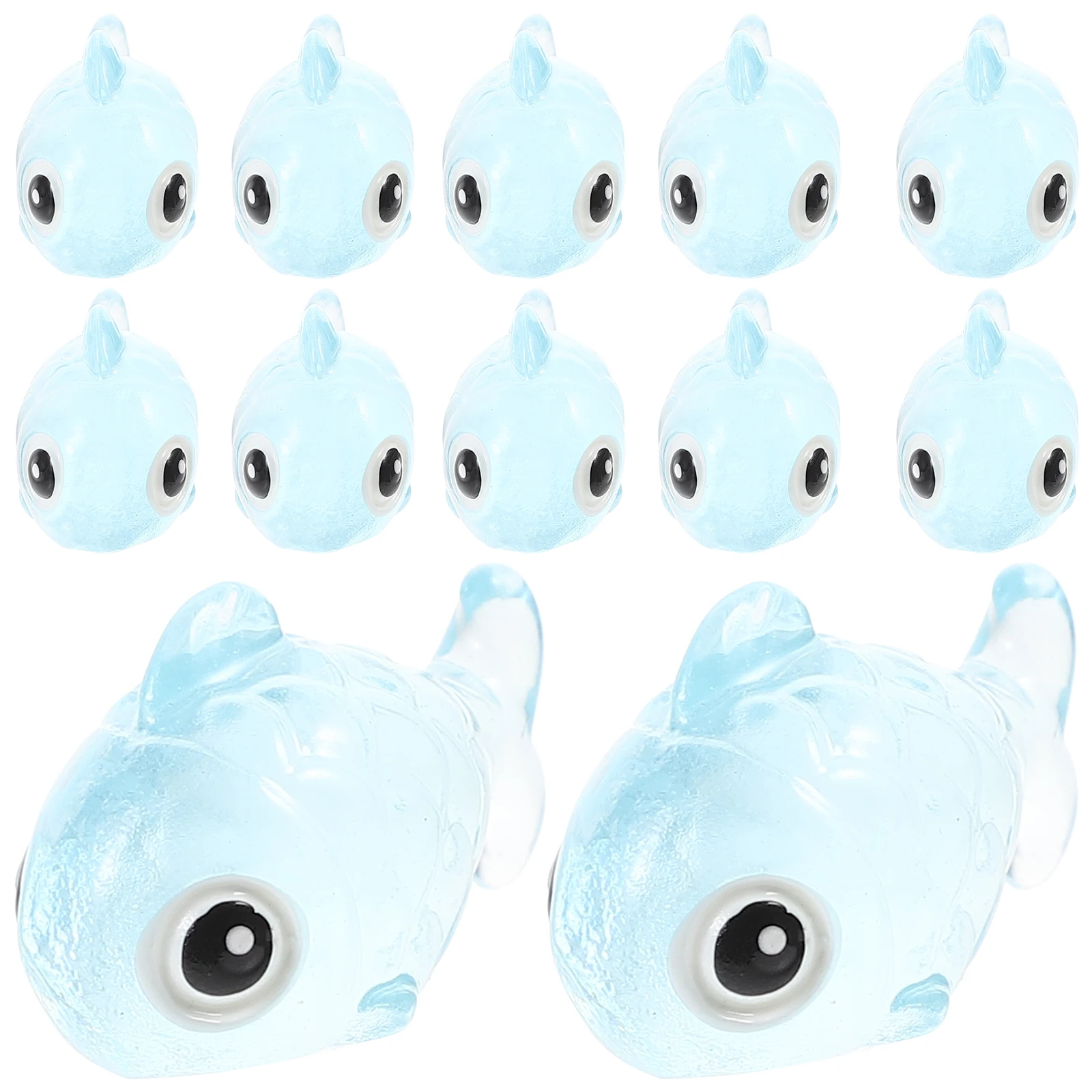 

12 Pcs Night Glow Mini Fish Decor Blue Color Tiny Resin Figurine Artificial Moss Luminous Ornaments Tabletop Micro Landscape
