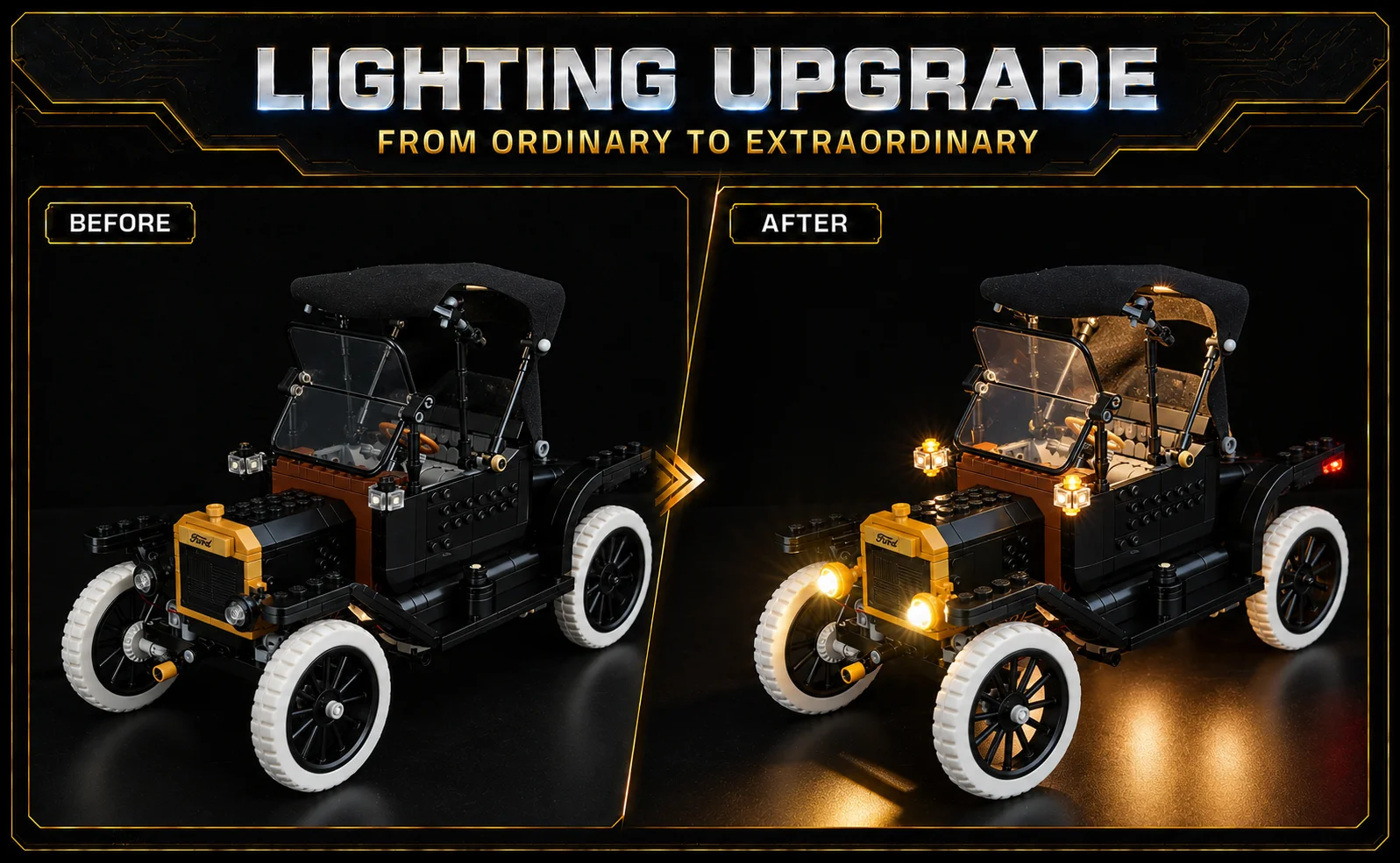HPROSPER LED Accessory Light (No Model) For LEGO 11376 Ford Model T Easy Install Hidden Wiring