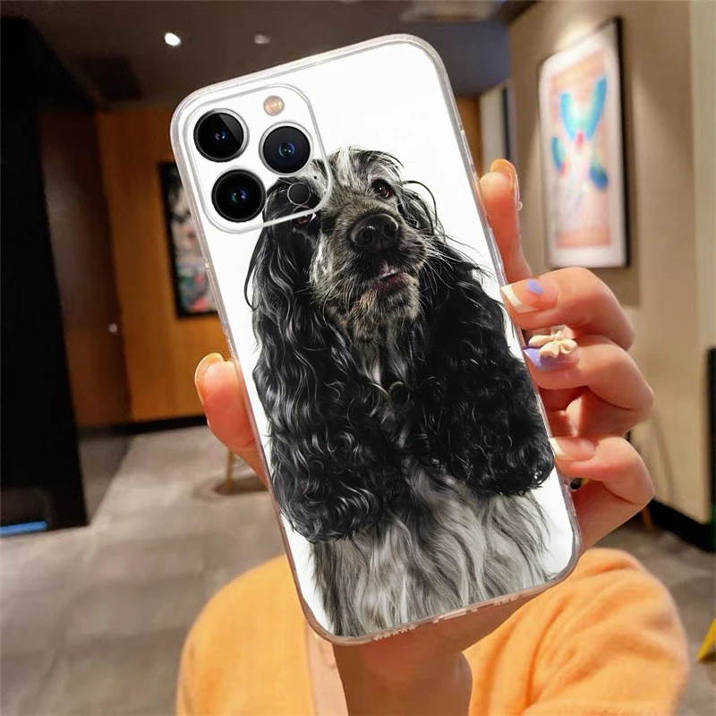 Phone Case For iPhone 16 15 14 Pro Max 16 15 14 13 12 Pro 15Plus iphone 11 Cocker Spaniel Dog Case Funda Capa Cell