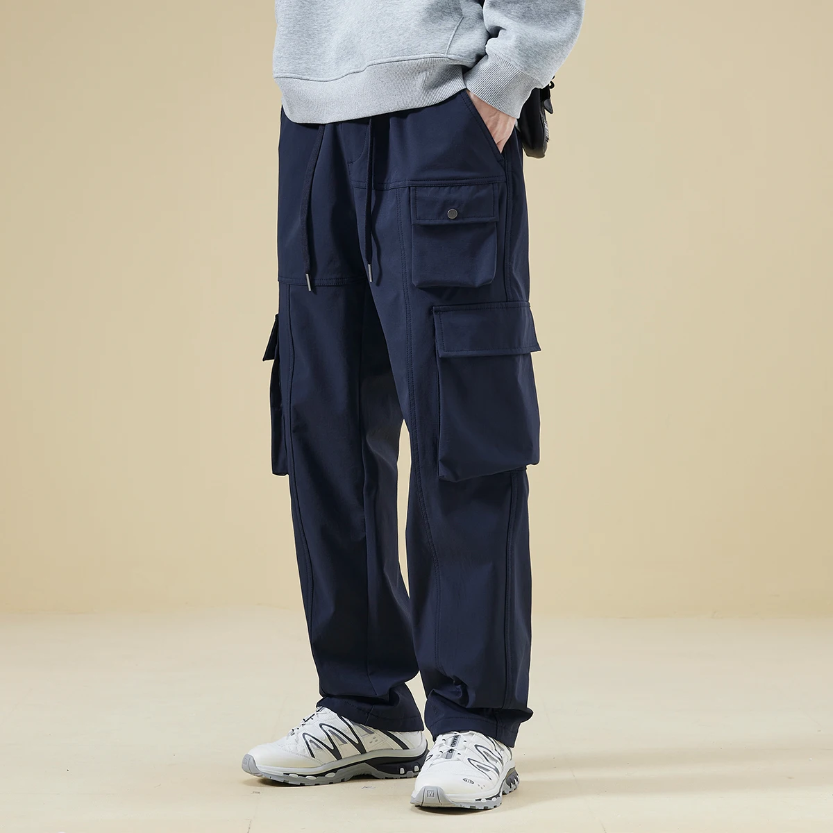 

Summer New Men's Outdoor Utili Pants Loose Straight Leg Casual Trousers American Retro Sle Multiple kets Faionable W...